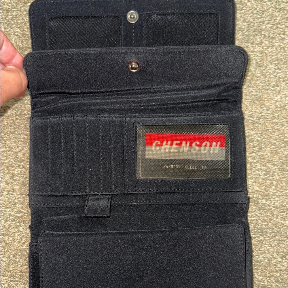 CHENSON Chic Black Wallet with Metal Accent